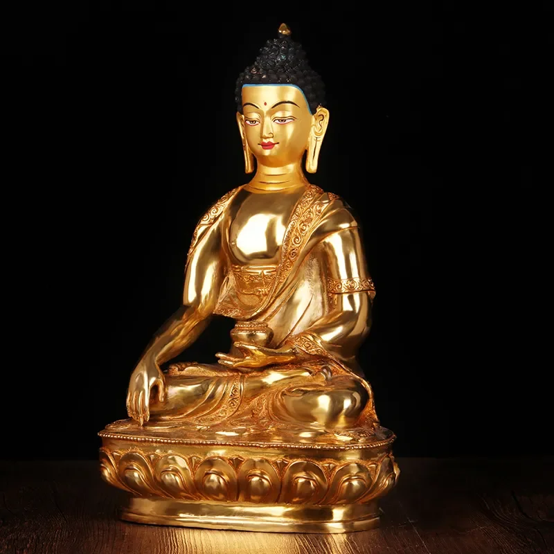 

GOOD Buddha statue # 32 cm large # HOME Talisman efficacious Protection # Tibetan Nepal Buddhism Gilding brass the Buddha statue
