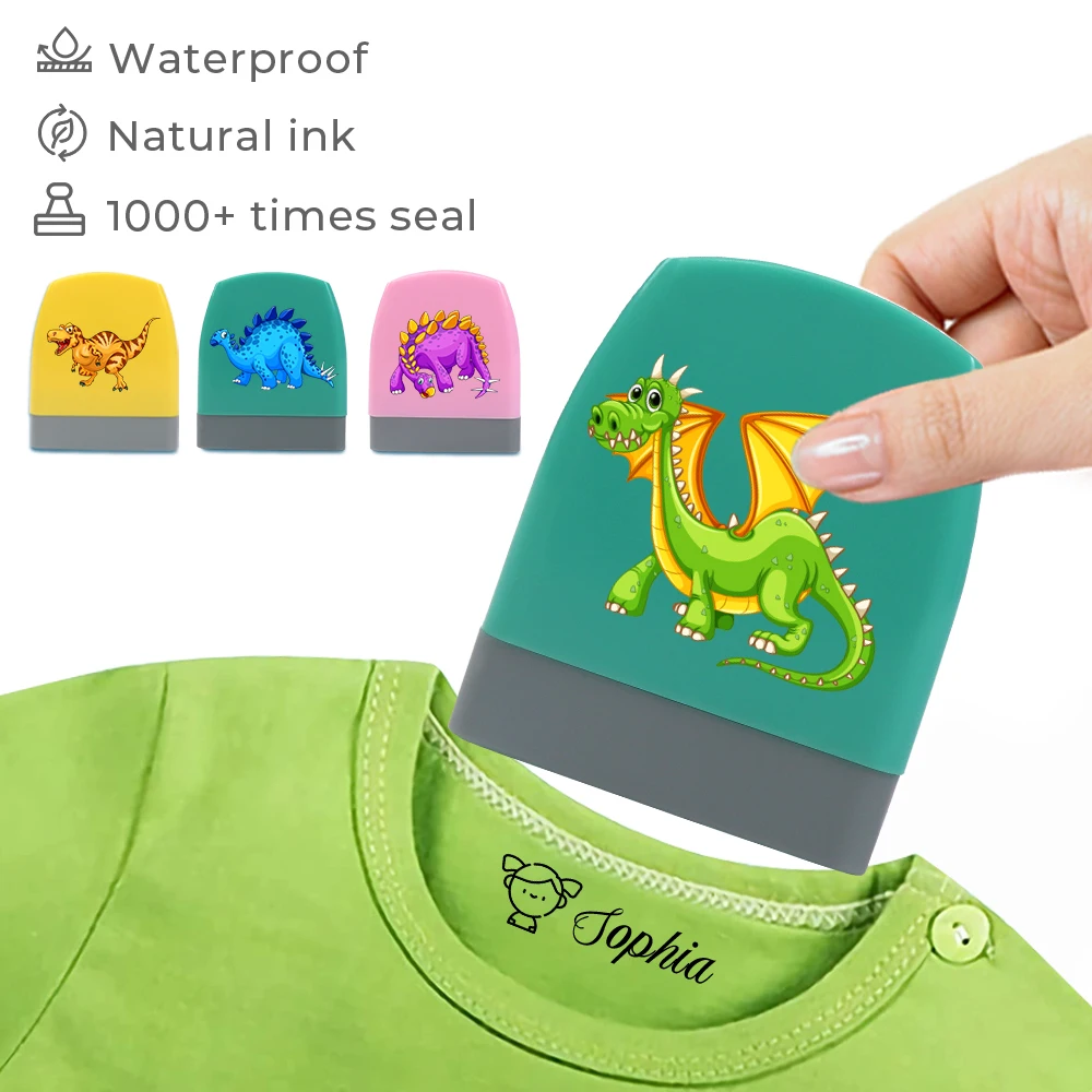 Cute Cartoon Dinosaur Children Name Stamp Diy Lettering Personalized Waterproof Clothing Mark Photosensitive Name Stamp