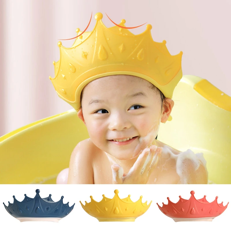 Baby Shower Cap Crown Shape Adjustable Hair Wash Hat For Newborn Ear