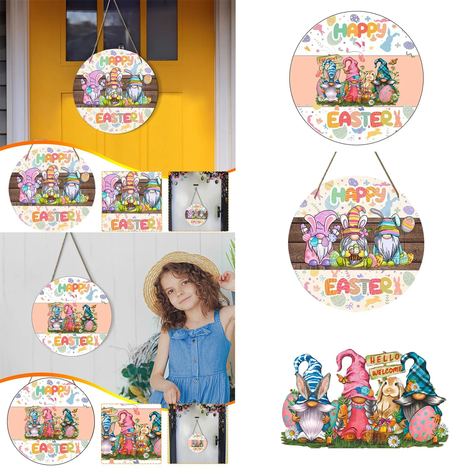 

Пасхальные деревянные подвесной знак домашние украшения милый кролик красочные яйца шаблон ручной работы приветственная дверь вешалка для крыльца