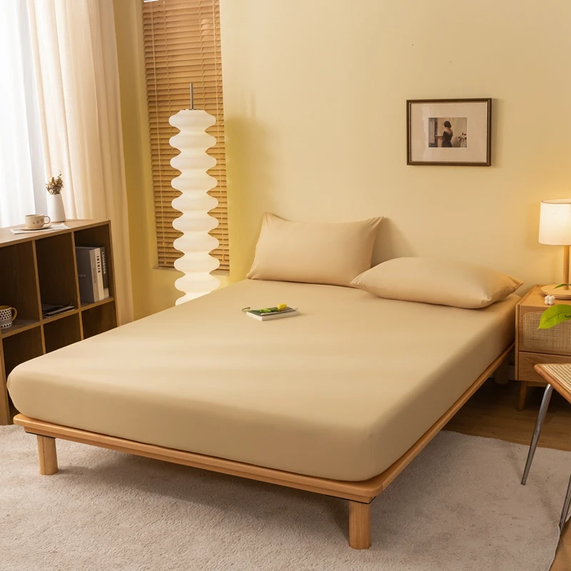 Solid Color Elastic Band Fitted Bedsheet Cover