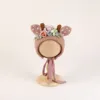 Newborn Wool Felt Deer Bonnet Girl Baby Flower Hat Newborn Photography Props Boy Baby Reindeer Hat Photo Shoot 1