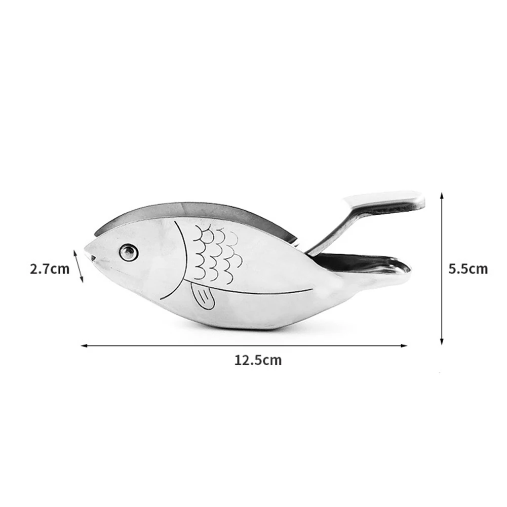 Description Picture 3 of item1Pc Stainless Steel Lemon Slice Squeezer Fish Shaped Hand Juicer Citrus Lime Orange Fruit Press Manual Juice Crusher