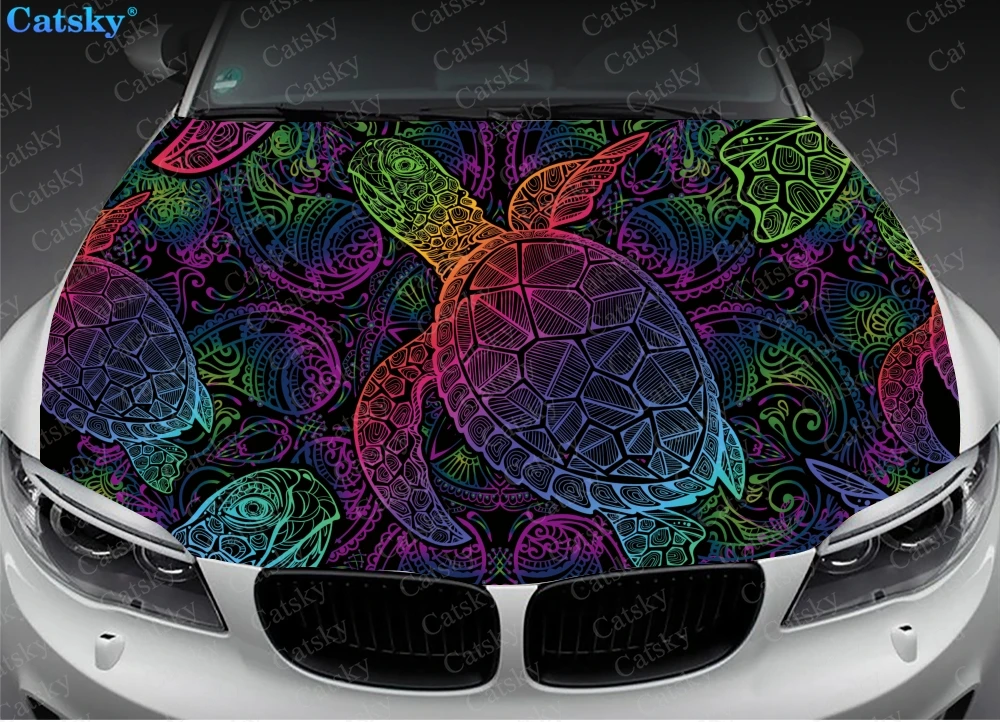 

В этническом стиле с принтом, мандала, автомобильные напольные коврики, оболочка для капота автомобиля, Виниловая наклейка для капота, изготовленная на заказ для любого автомобиля