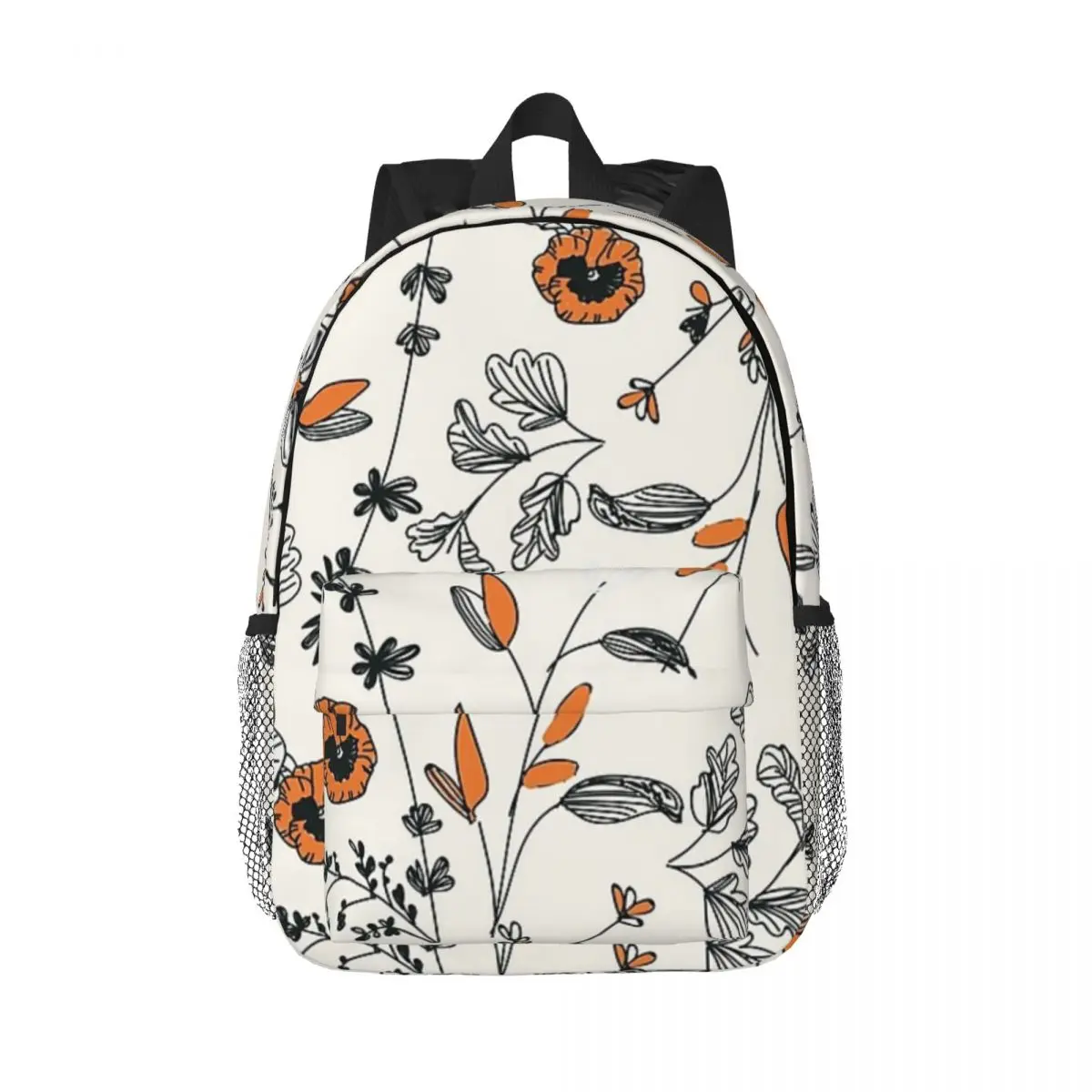 

Orange Flower Pattern Backpacks Teenager Bookbag Cartoon Students School Bags Laptop Rucksack Shoulder Bag Large Capacity