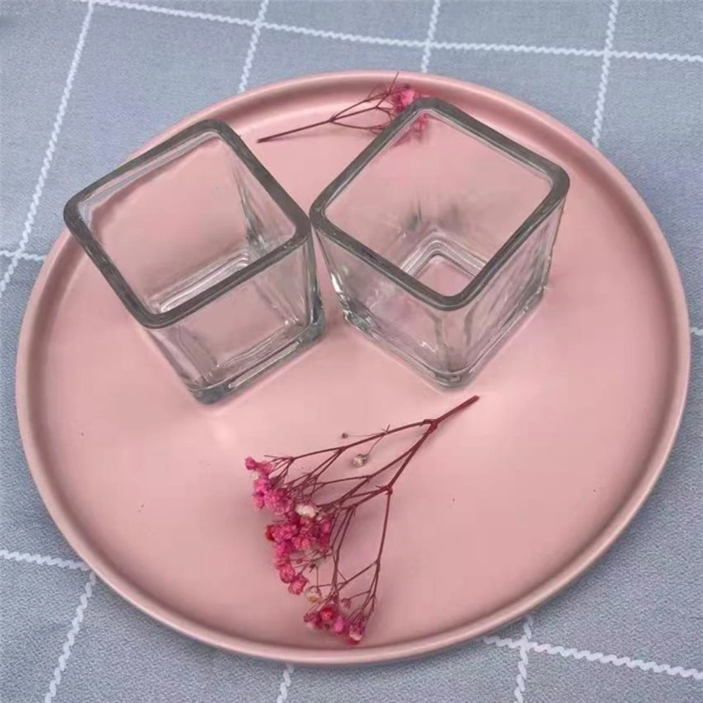 Geometry Square Candlestick Incense Making Candles Jar Supplies Transparent Glass Home Bedroom Desktop Decor DIY Tea Cup Gifts candle holders