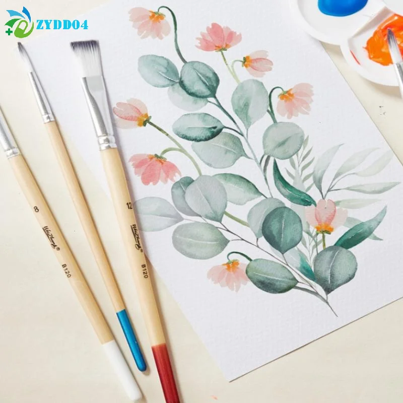 ● 9PCS 초보자 브러쉬 세트 캔버스 수채화 아크릴 오일 페인팅을위한 나일론 헤어 아티스트 페인팅 도구 미술 용품