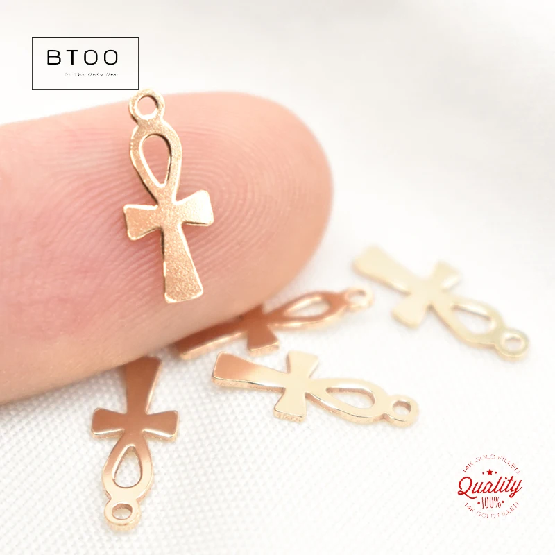 14K Gold Filled Cross Charm Pendant DIY Jewelry Accessories Handmade Necklace Pendants Making Tarnish Resistant Jewelry Findings