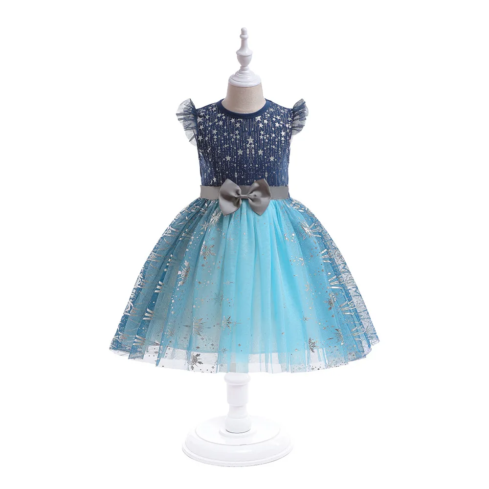 

Shinny Cap Sleeves Cosplay Dress Girl Game Role Playing Costume Birthday Party Stage Performace Outfits Kids Fancy Clothes