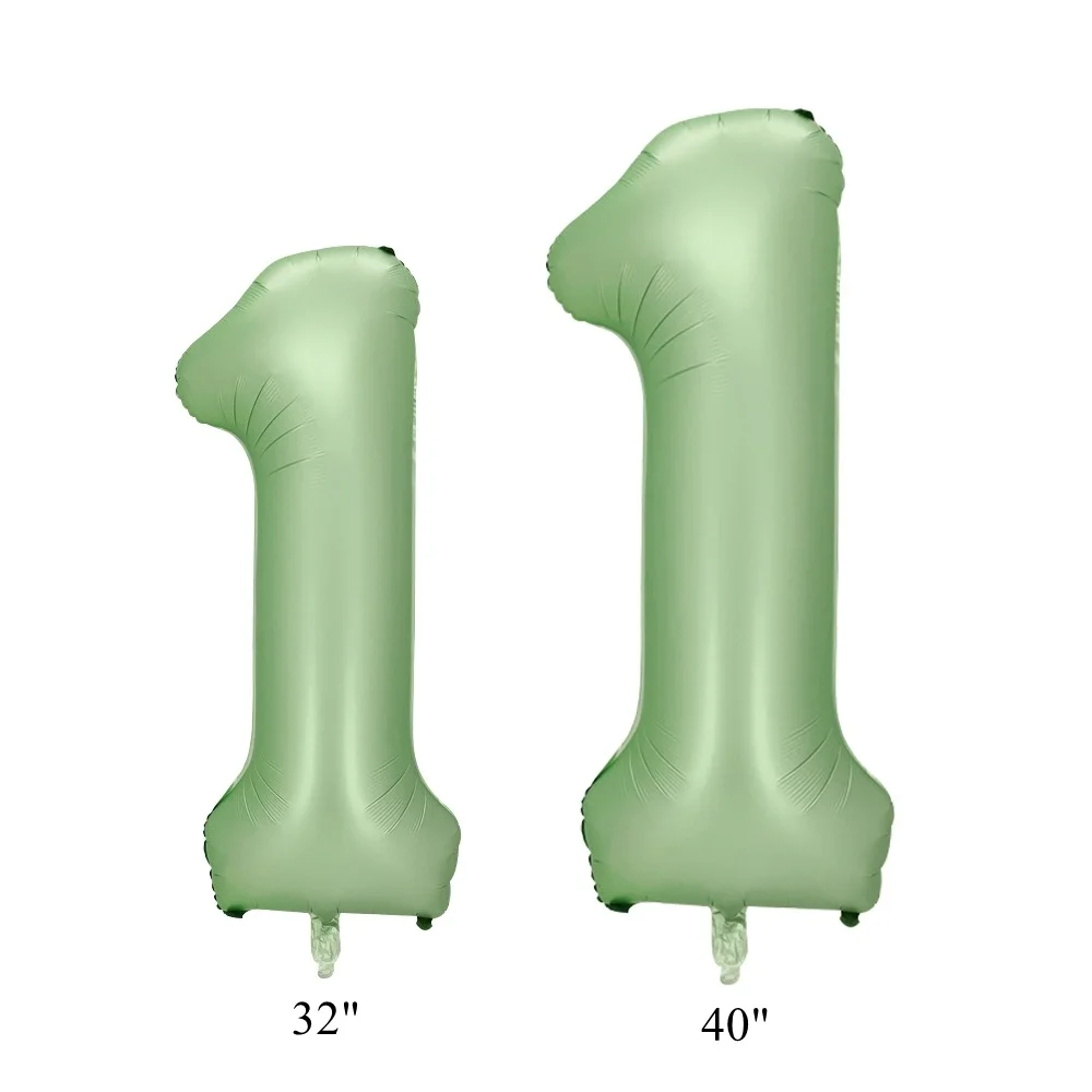 32/40 인치 빈티지 녹색 번호 풍선 라텍스 녹색 풍선 베이비 샤워 성인 어린이 생일 축하 파티 장식 세트