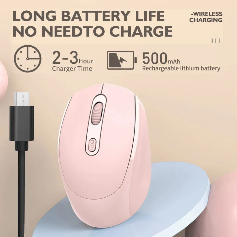 Wireless Mouse Optical Mouse Wireless Silent Mouse 2.4G Dual Mode Bluetooth-compatible Rechargeable Optical Mouse 1600 DPI For MacBook Laptop PC Work Office