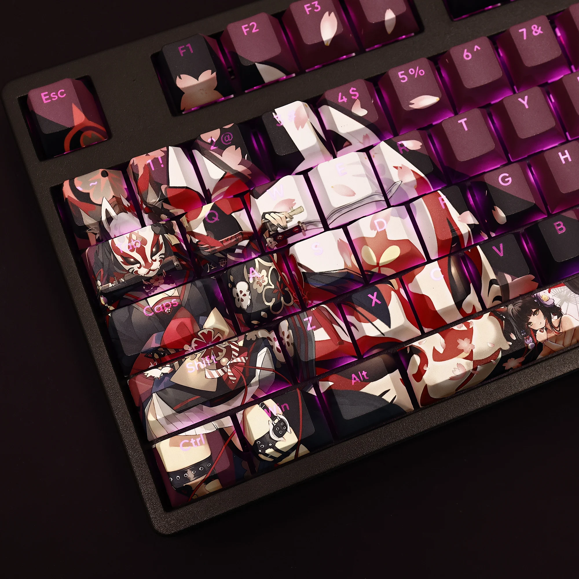 Anime Gaming Key Caps Arquivo Azul Kosaka Wakamo Keycap Pbt Dye Subbed Keycaps Retroiluminados para Ansi 61 87 104 108 Conjunto Chaves - Imagem 5