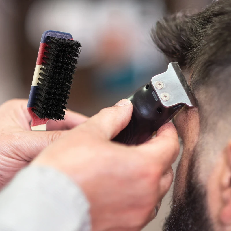 Pettine per styling barba da uomo Spazzola da barbiere professionale alla moda a strisce in crine di cavallo Spazzola per pulizia specifica Accessorio per strumento da parrucchiere - immagine 5