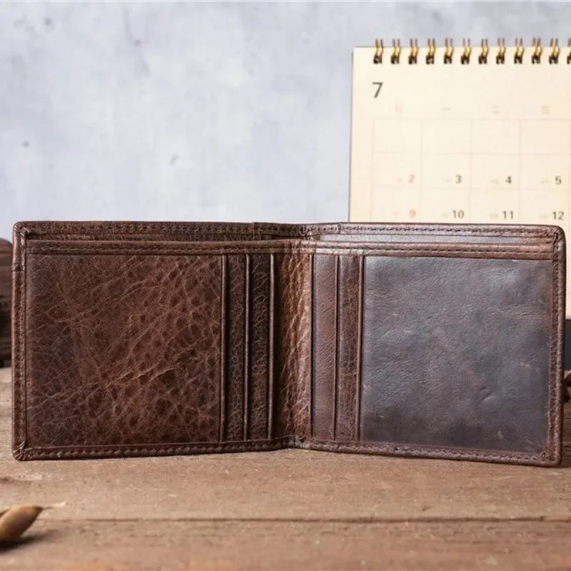 Wholesale 100% Genuine Leather Men Wallets Premium Product Real Cowhide Wallets for Man Short Black Walet Portefeuille Homme 2