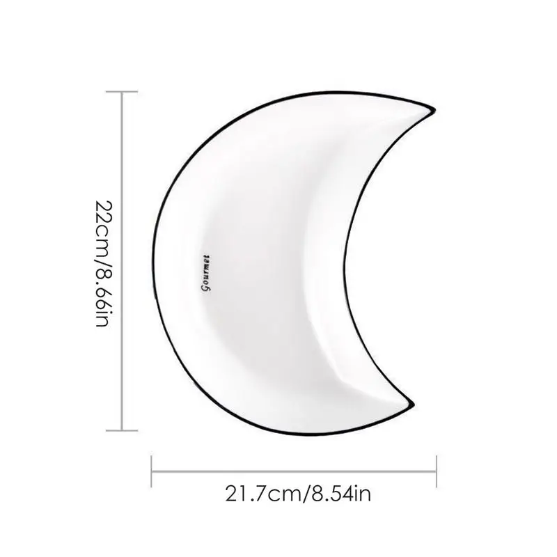 5pcs set Ceramic Dinner Plates Moon Shaped Ceramic Serving Plate Dessert Salad Plate Set for Steak Pasta Dinnerware Sets