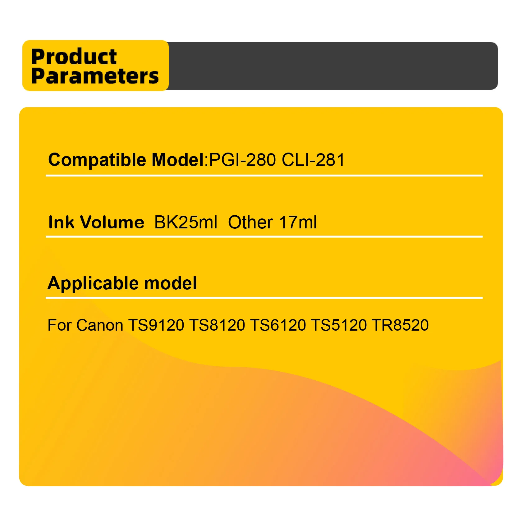 Einkshop PGI-280 CLI-281 PGI280 Ink Cartridge for Canon PGI 280 CLI 281 CLI281 PIXMA TR7520 TR8520 TS6120 TS8120 TS9120 Printer - 4