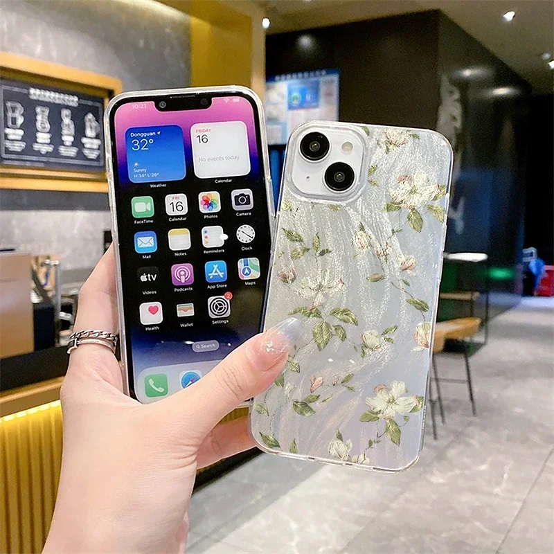 Pastel Cherry Blossom Leaves Flower Laser Cover Case