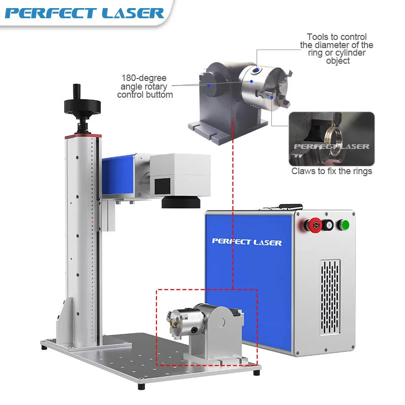 

Fiber Laser Engraving Marking Machine Rotable IPG/RAYCUS/MAX Jewelry Rings Necklace Gover sliver Copper Tungsten Laser Engraver