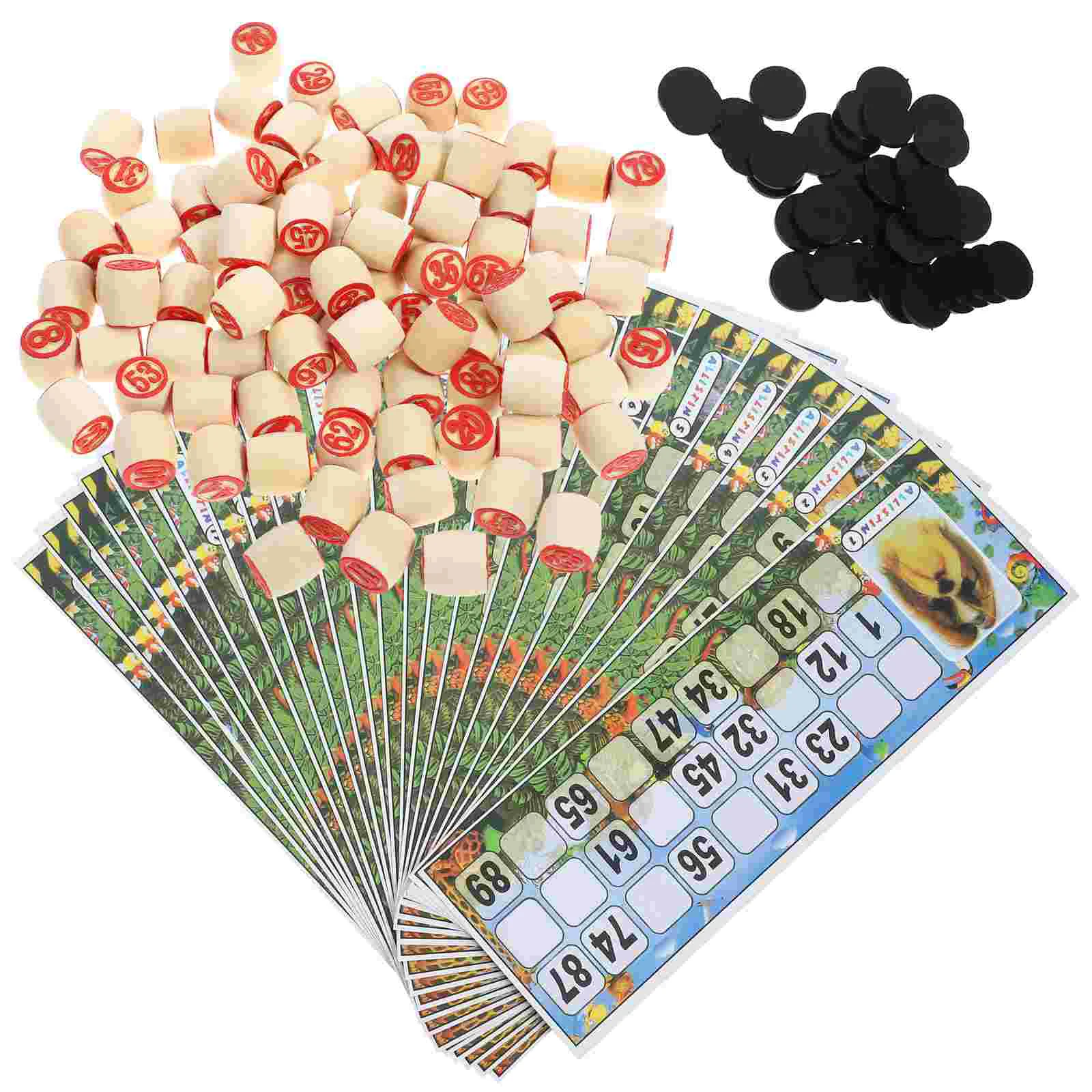Wooden Lightweight Numbers Chess Game Russian Lotto Chess Games Bingo Game Set Party Props Household Cards Interactive