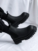 Winter Fce Lined Chelsea Boots Men's 2025 New Sle Briti Sle Thi Boted High Top Bla Leather  Boots