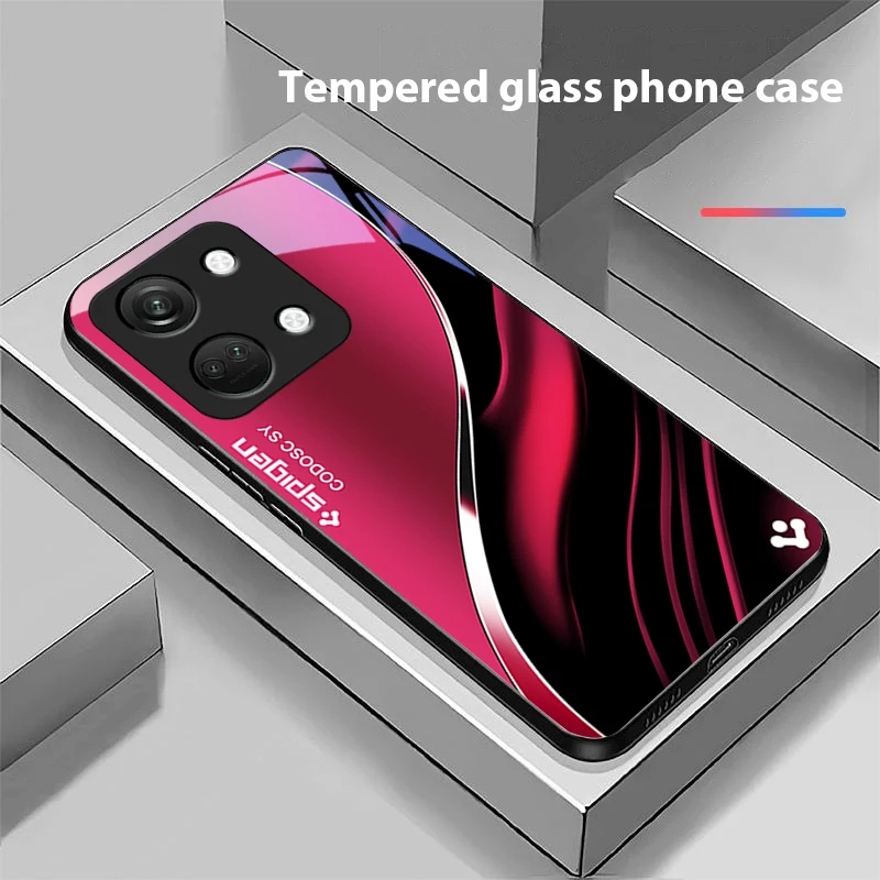 Deep Blue Fashion Hard Shell Tempered Glass Phone Case - Black