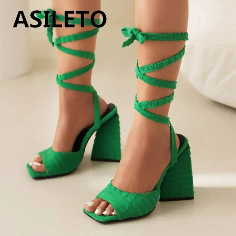 

ASILETO Design Женская обувь со странными каблуками 12 см из флока с перекрестными ремешками на шнуровке модные женские туфли большого размера 47 48
