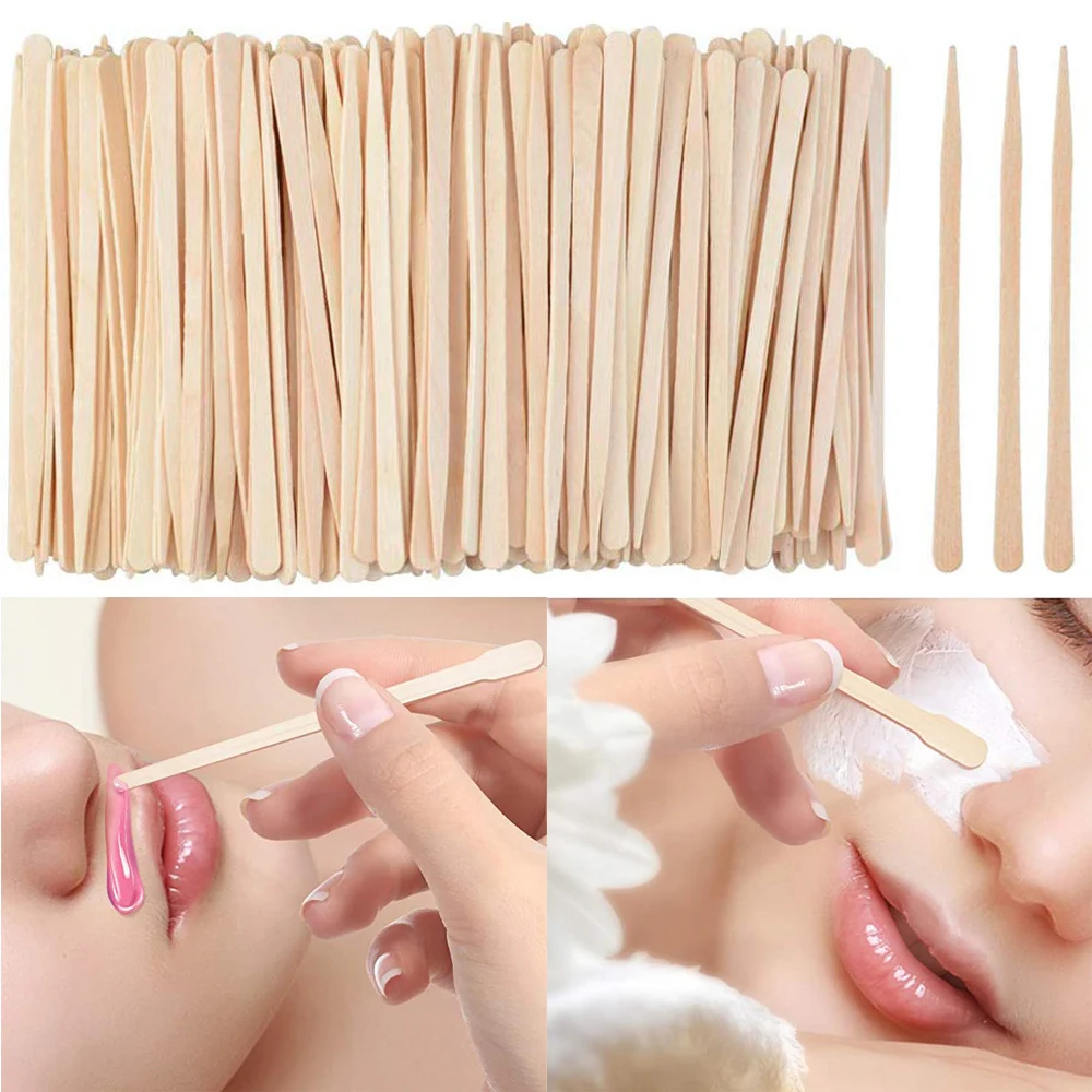 FRCOLOR Wooden Sticks 50pcs Beauty Spatula Eyebrow Facial Wax