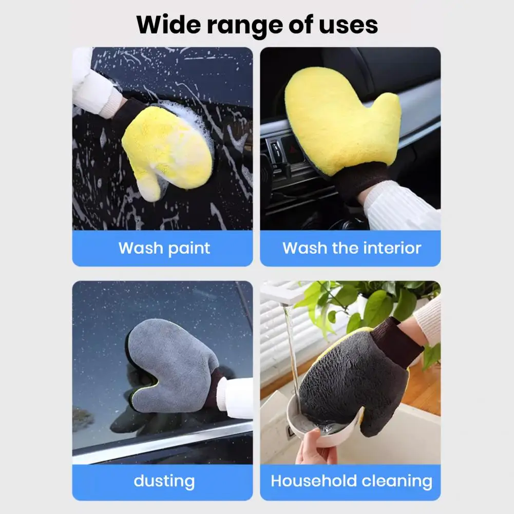 1Pc Car Wash Mitt with Thumb Coral Fleece Double-sided Absorbent Auto Cleaning Glove Detailing Beauty Washing Gloves car cleaning gloves microfiber car mitt microfiber cleaning gloves microfiber washing gloves microfiber gloves