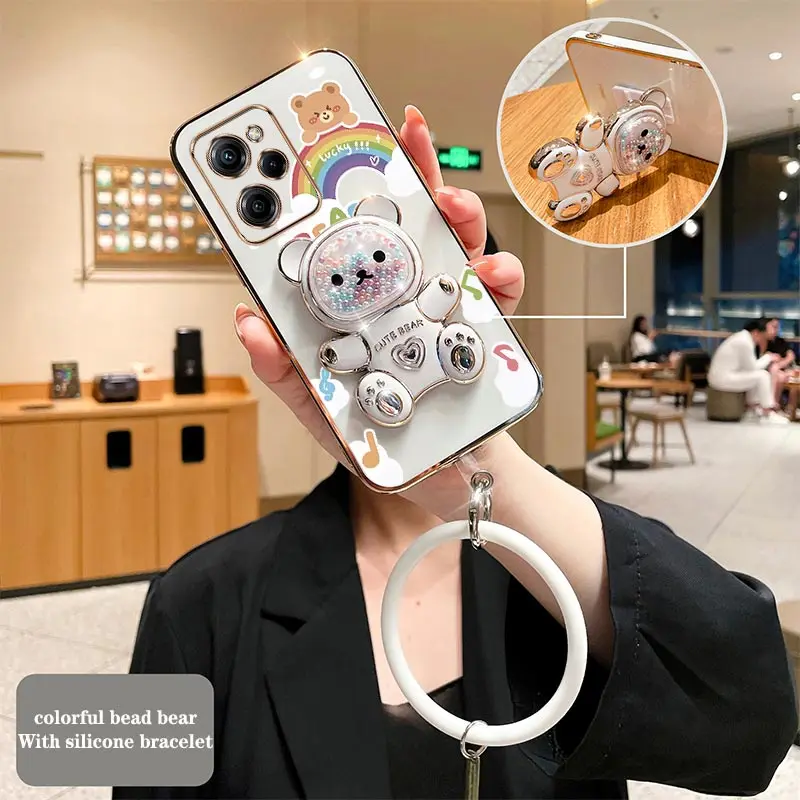 Rainbow Raccoon Holder Plating Phone Case Cover