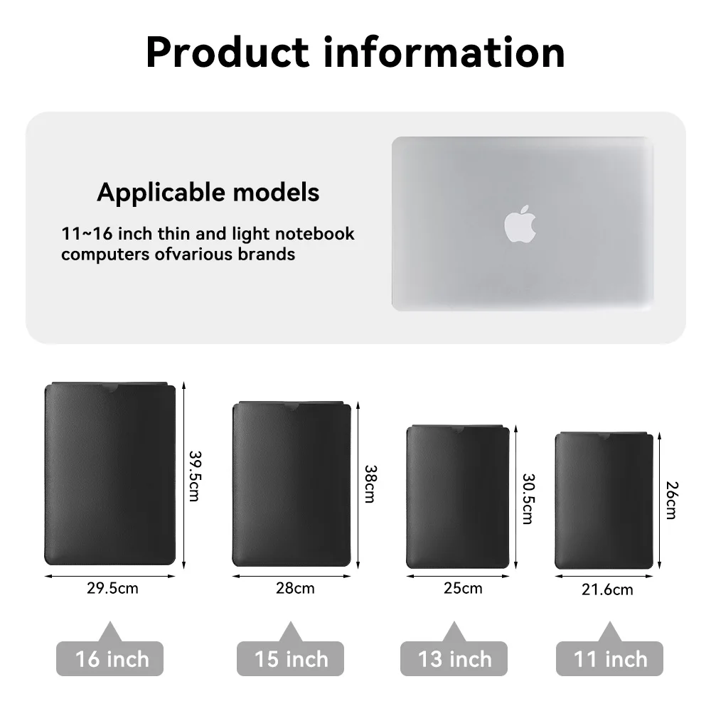 Sleek PU Leather Laptop Sleeve Bag - Premium Notebook Case