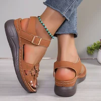 Lucyever Ankle Buckle Womens Wedge Sandals Summer Vintage Flowers Platform Sandles Women Non Slip Soft Bottom Casual Sandalias - Image 6