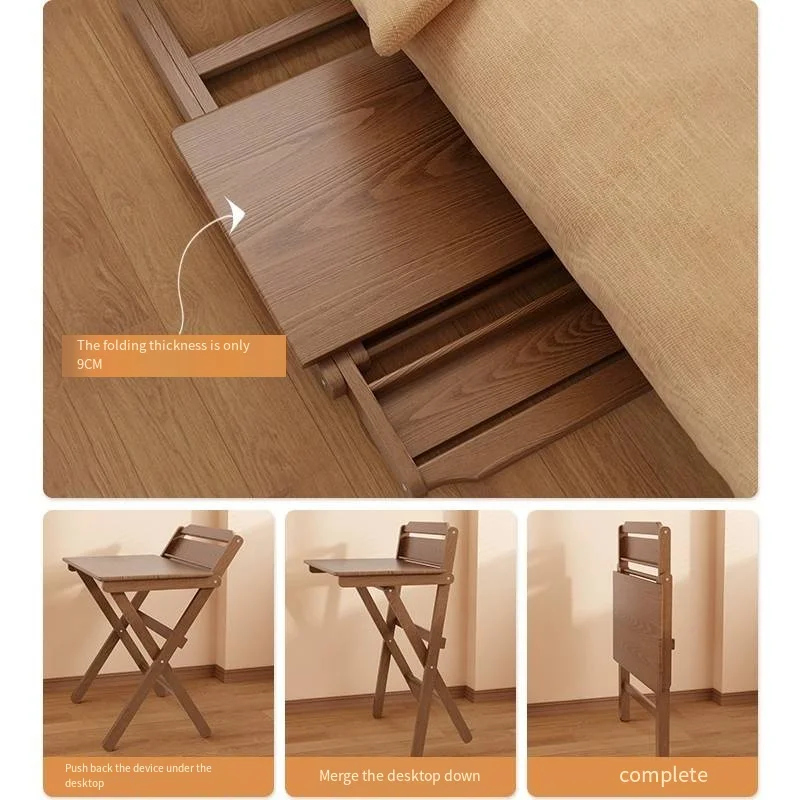 Foldable Small Desk Bedside Computer Desk Simple Household Small Solid Wood Dining Table Bedroom Folding