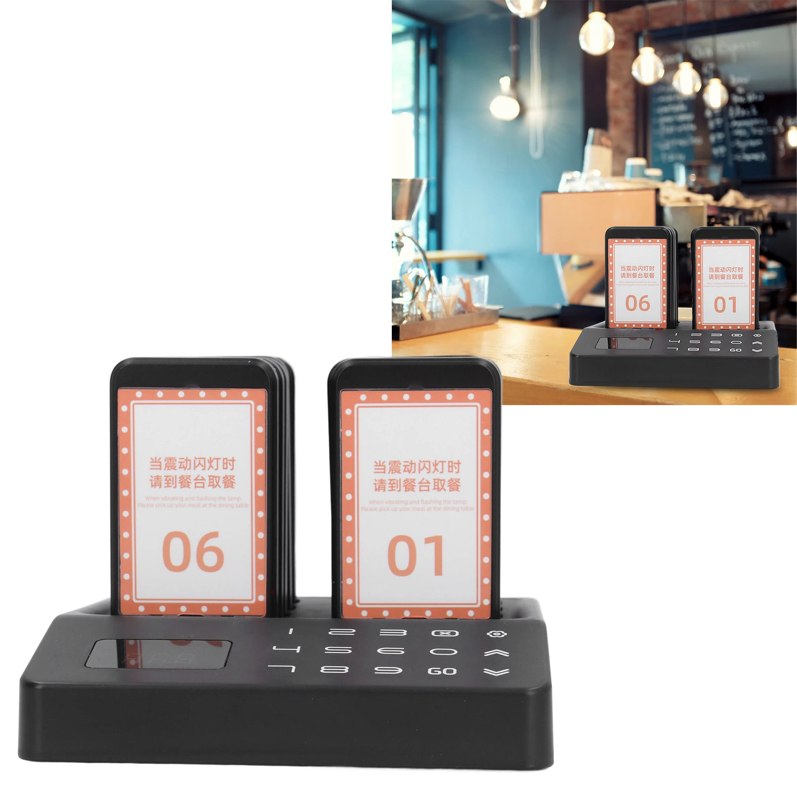 Pager Wireless Calling System Stable Signal Moderate Vibration Strength with 1 Base 10 Pagers Wireless Paging System for bar