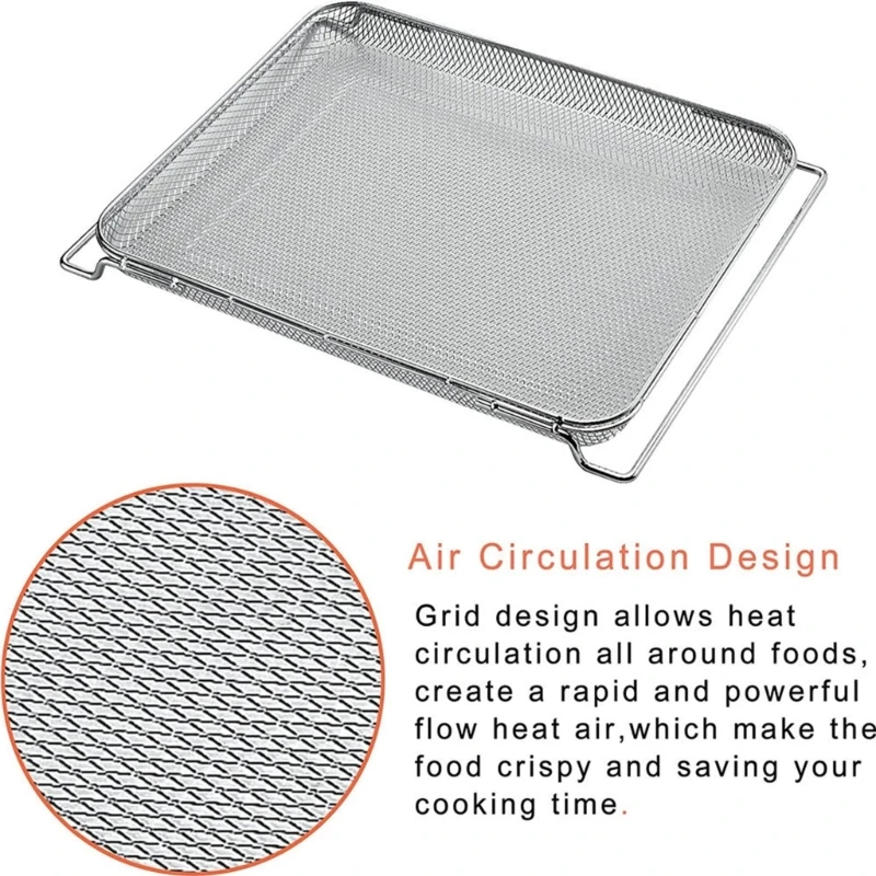 Stainless Steel Grill Basket Non-stick Mesh Baking Net Air Fryer Tray Wire Rack Oven Replacement Accessories Rustproof oven grill basket