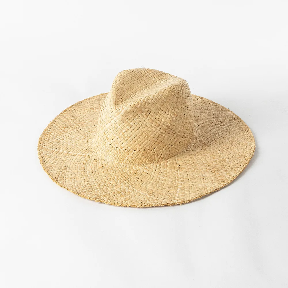DIY natürlicher Basthut Körper Millinery Sommer Strohhut breite Krempe Panamahut Kentucky Derby Sonnenhut mit Bommel Blumengürtel Schleife – Detail 2