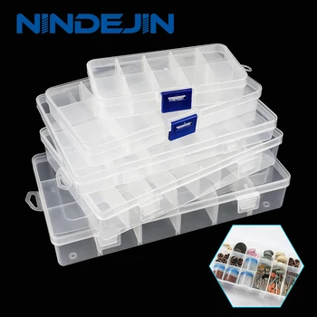 NINDEJIN Scatola di plastica multigriglie Scomparto regolabile Scatola per gioielli Scatola per viti per gioielli trasparente ecologica in PP 1