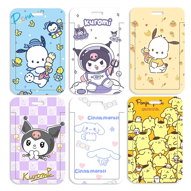 

New Sanrio Kuromi ID Card Holder Kawaii Cinnamoroll Fashion Cartoon Student Bus Card Cover Keychain Card Holder 2023