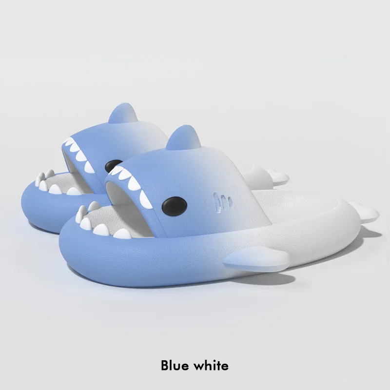 Summer Shark Slippers Women Gradient Color Cartoon Fashion Sandals Unisex Couples Slides Shoes Beach Bathing Non-slip Flip Flops