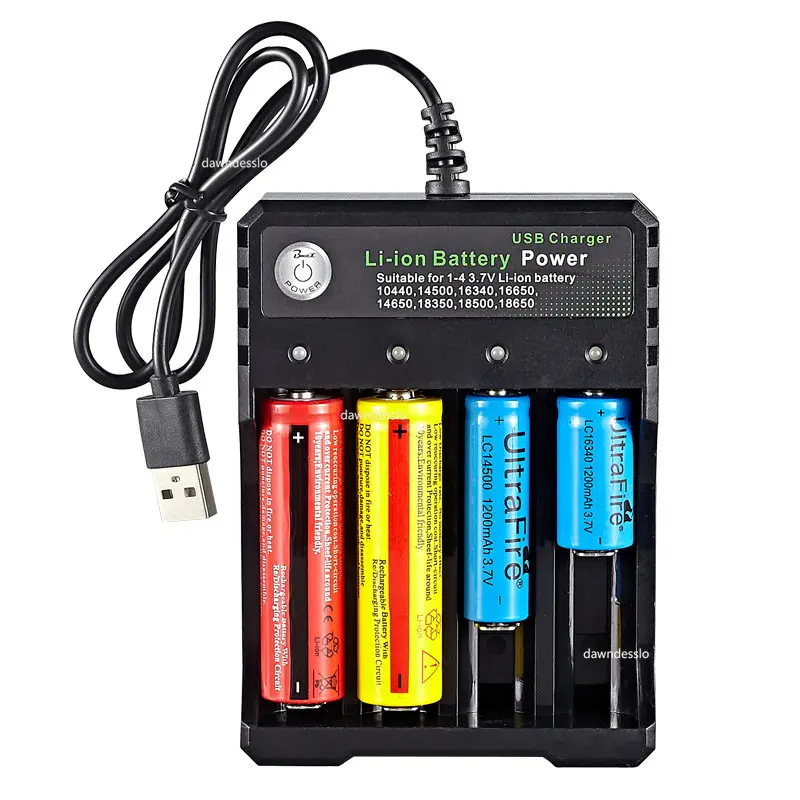 Charger adapter battery charger battery charger adapter 4 slots 18650 charger independent charging 3.7V Li-ion battery smart charger for 10440 14500 16340 16650 14650 18350 18500 18650