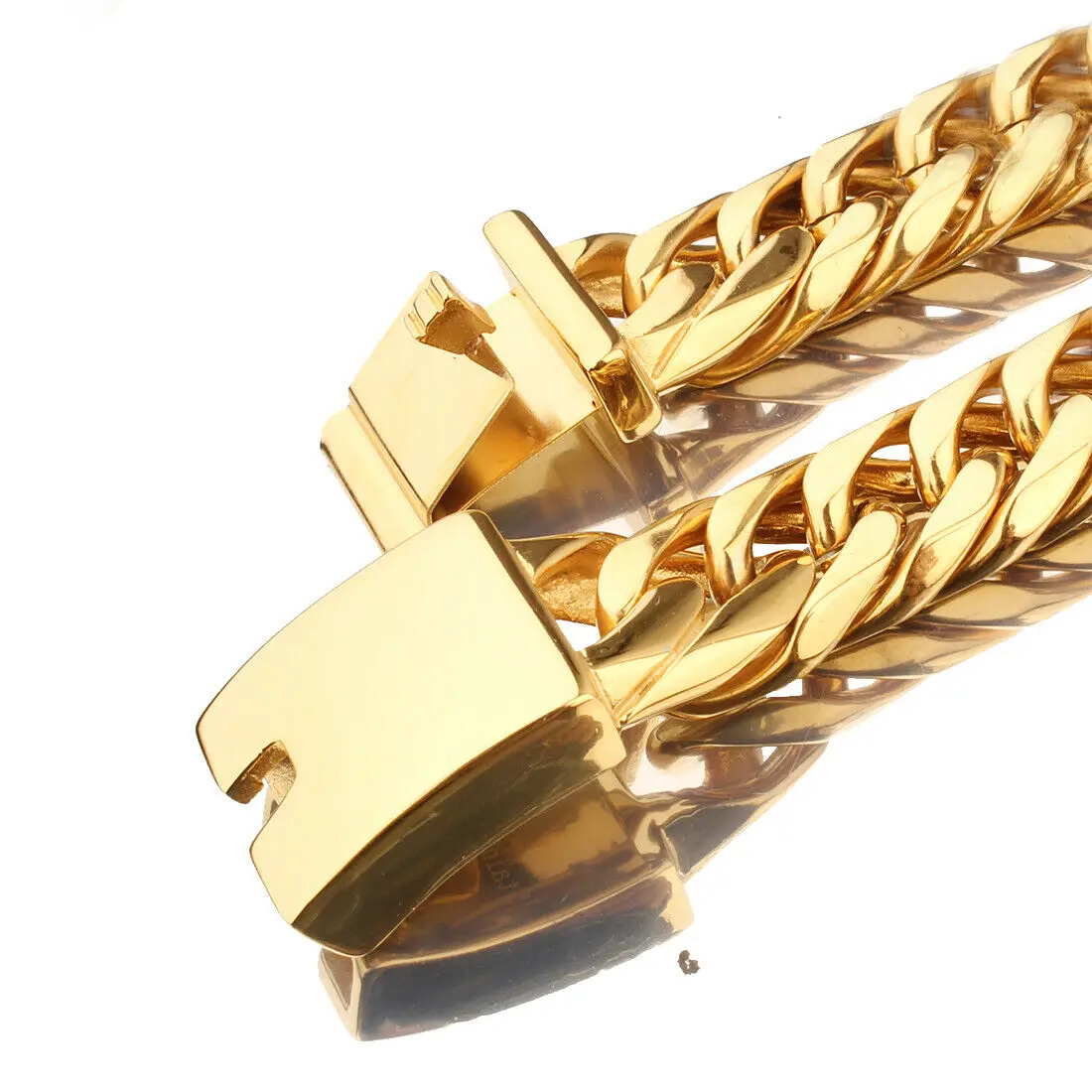 Granny Chic Gold Color 316L Stainless Steel Cuban Link Chain Necklace Heavy Cool Men's Chain Hip Hop Jewelry Gift 16mm 7-40inch