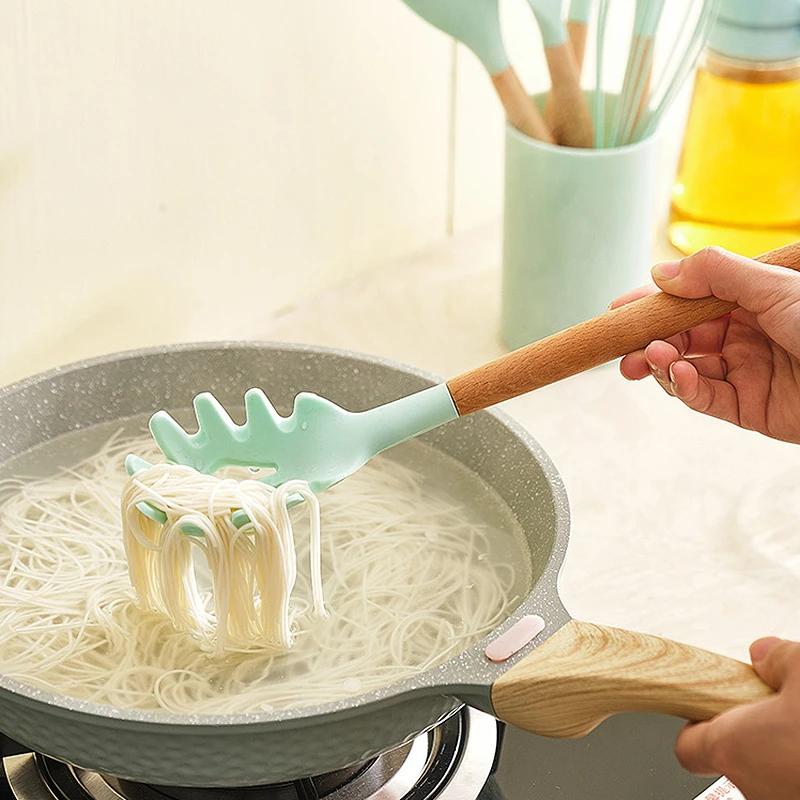 Kitchen Utensils 1PC Silicone Non-Stick Spatula Shovel Soup Spoon Handle Set BPA Free
