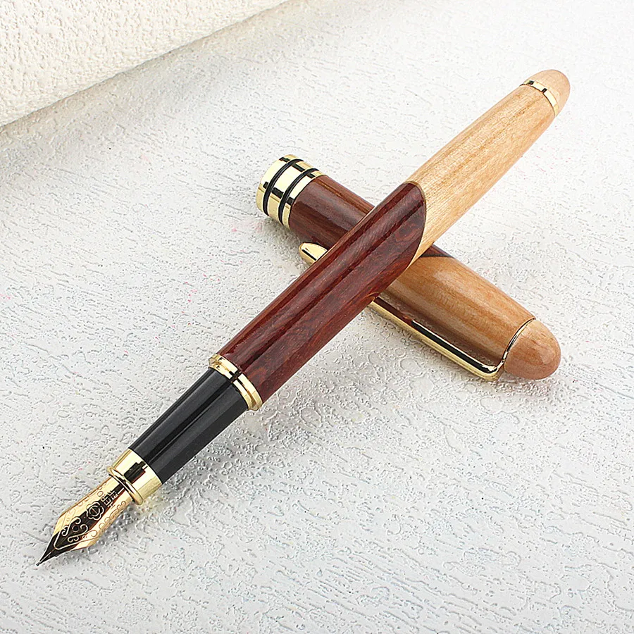 Hero wood Fountain Pen Classic Pen EF Extra Fine 0.38mm Smooth Financial Office Student Gift Ink Pen 5