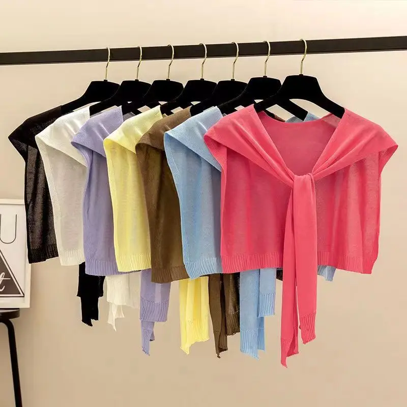 

2024 Ice Thin Summer Korean Version Versatile Knit Top Wrap Bridal Vest Short Wedding Shawl Elegant Party Accessories YC803