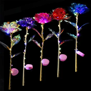 Led Valentine's Day Mother's Day Gift 24K Foil Plated Roses Artifical Flowers Wedding Decor Lover Lighting Roses Creative Gift 1