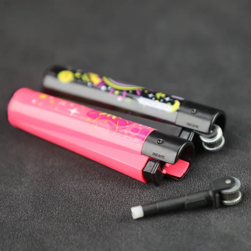 Hot Clipper Grinding Wheel Flint Pulley Recyclable Inflatable Lighter Personalized Fun Pattern Open Flame Lighter for Men's Gift