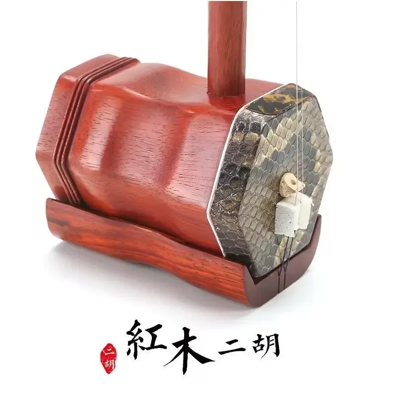 Professional Snake Skin Erhu Dragon Head Handmade Chinese Traditional 2 Strings Folk Musical Instruments for Beginners Erhu