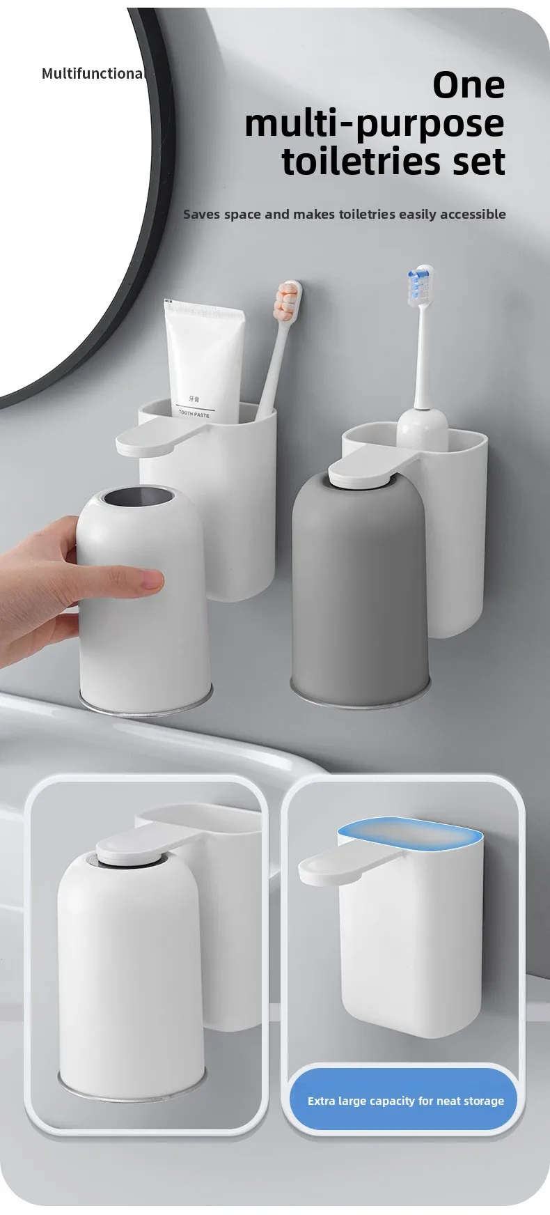 Soporte para cepillos de dientes de acero con vaso magnético_voghion.com