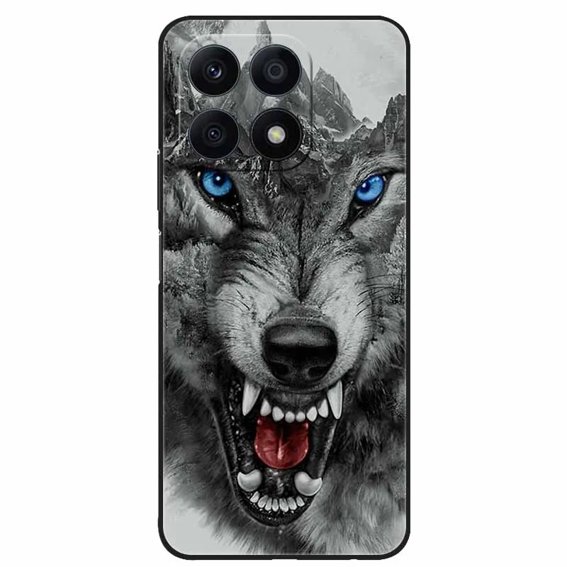 Cool Black Soft TPU Phone Case with Wolf and Lion Design - Durable Back Cover
