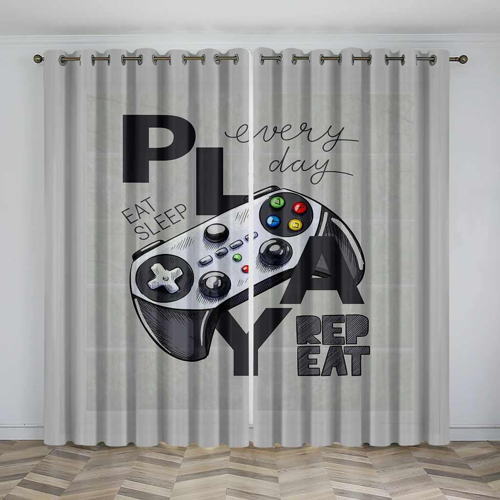 

3D Digital Printing Sunshade Curtains Cool Gamepad Boy And Girl Bedroom Balcony Living Room Decoration Curtains To Make Picture