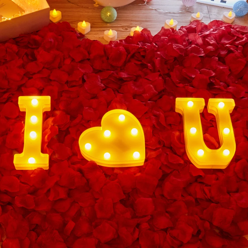 LED dopis lehký abeceda cifra srdce plastový atmospher lampa 20.8cm pro domácí svatební valentines okrasa narozeniny večírek dekorace